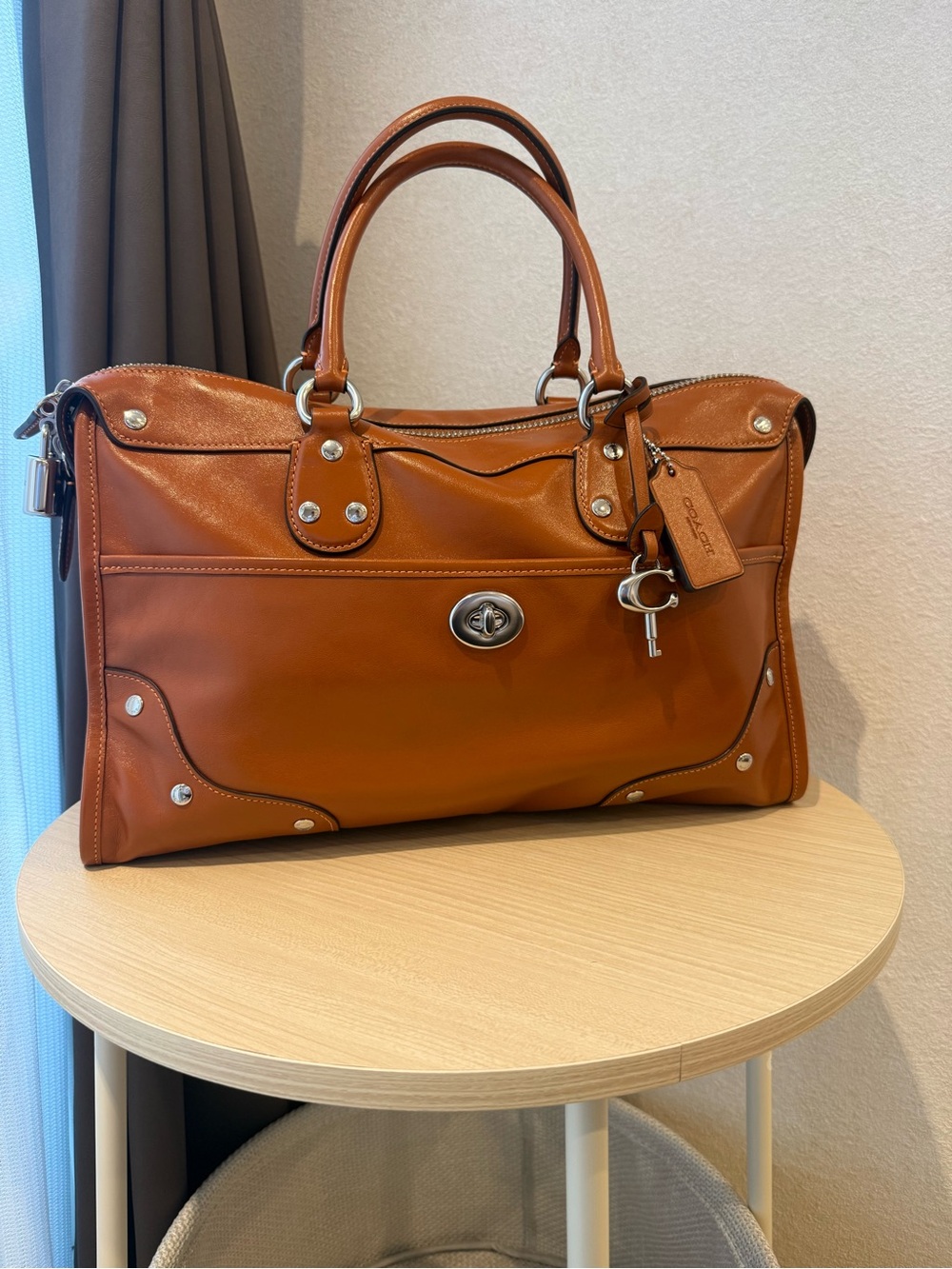 Coach Rhyder Satchel 38 in Amber Brown